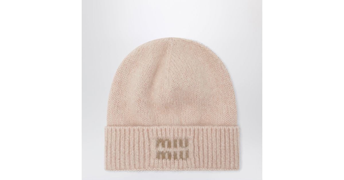 Blend In Miu Miu Light Mohair-Blend Beanie in Natural | Lyst UK