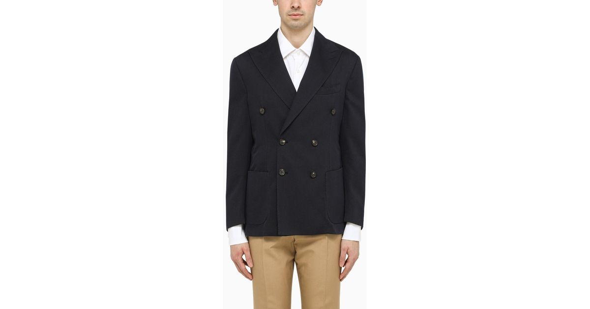 Doppiaa Doublebreasted Cotton Jacket in Blue for Men Lyst