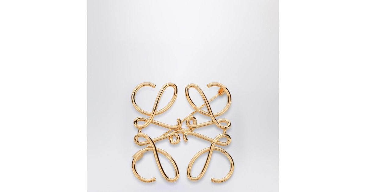Loewe Anagram Brooch In Gold in Metallic Lyst UK