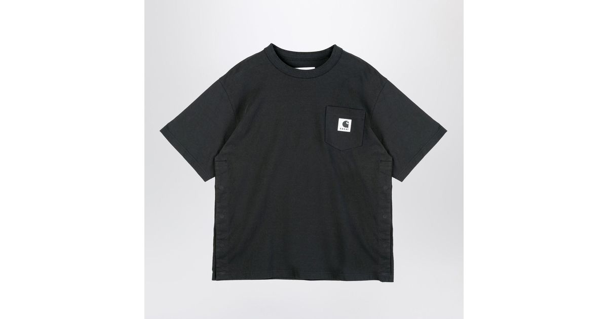 SACAI X CARHARTT WIP Cotton T-Shirt With Logo Patch in Black