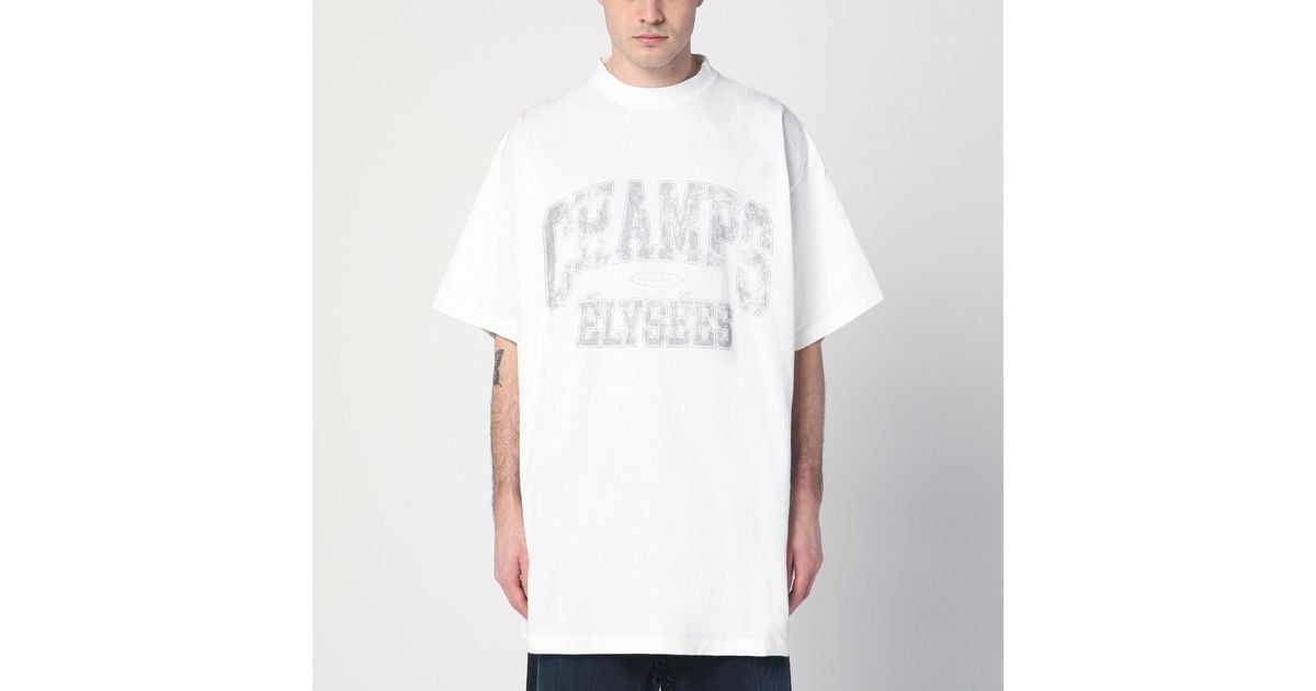 【関税込み】Balenciaga オフホワイト 'Champs Elysees' Tシャツ 787349TRVN1_Q_BALEN-9016.