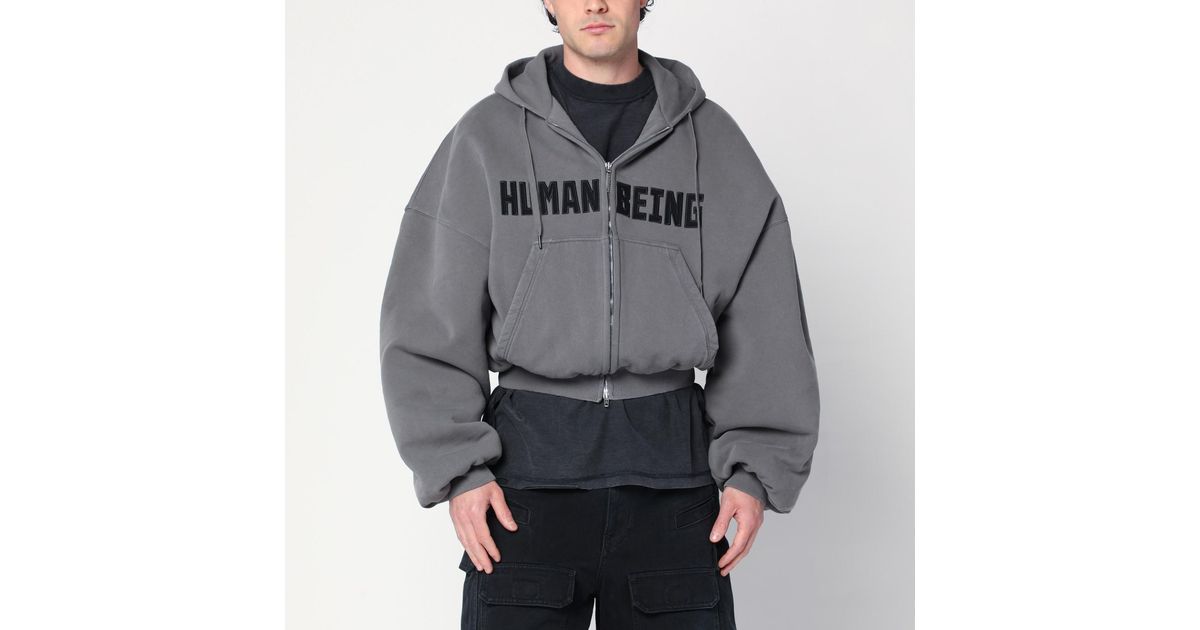 Balenciaga Dark Human Being Zip Hoodie in Gray for Men | Lyst