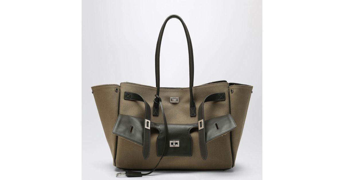 Balenciaga Carry All Bel Air Media Bag In Khaki Canvas | Lyst