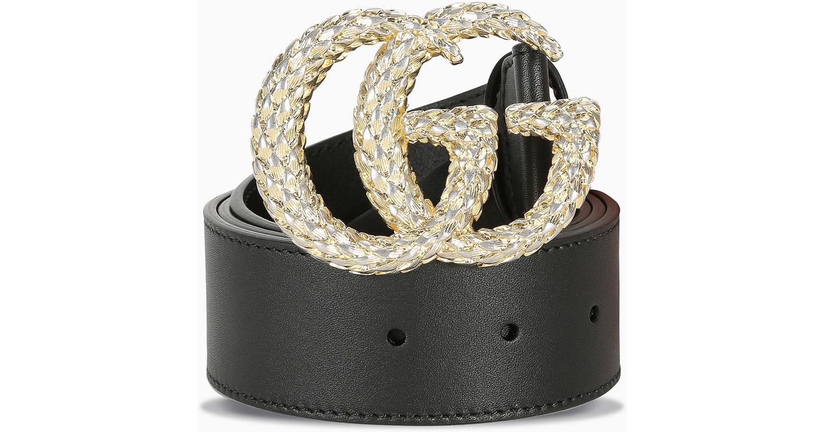 belt with textured double g buckle