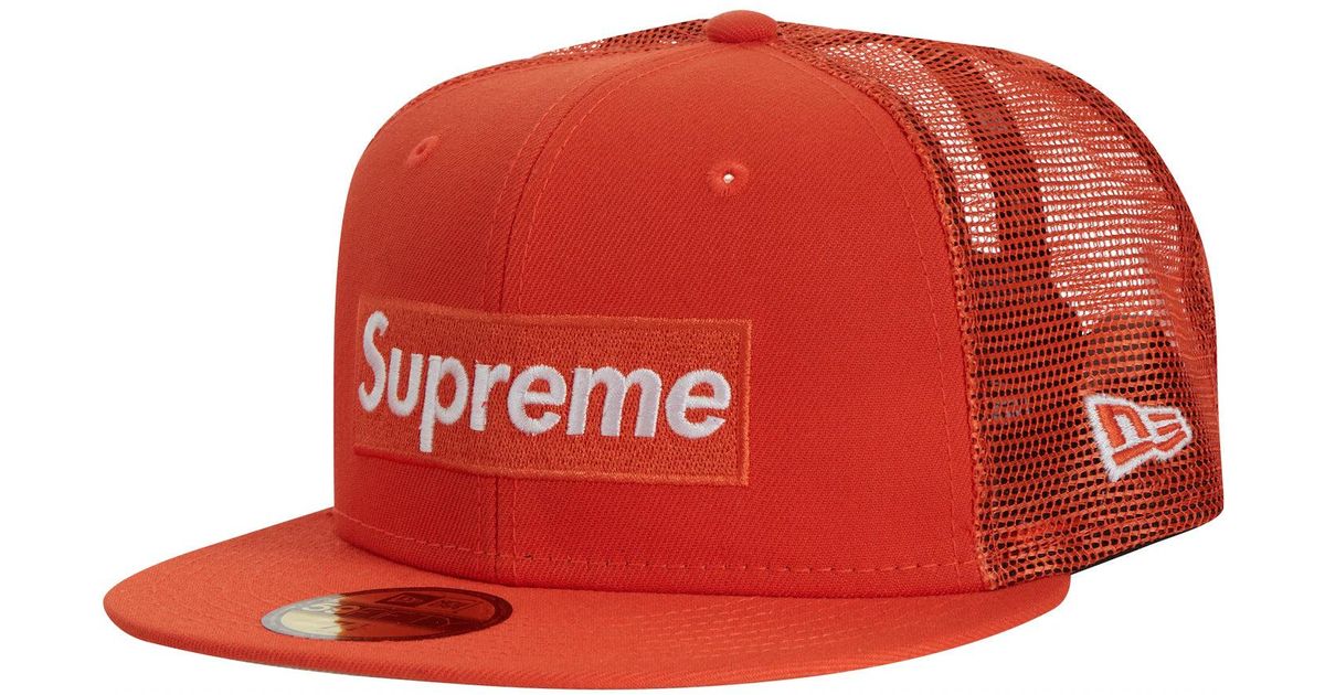 Supreme Box Logo Mesh Back New Era Hat (ss23) Orange in Red | Lyst