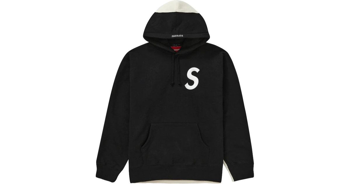 Supreme S Logo Split Hooded Sweatshirt Black | Lyst
