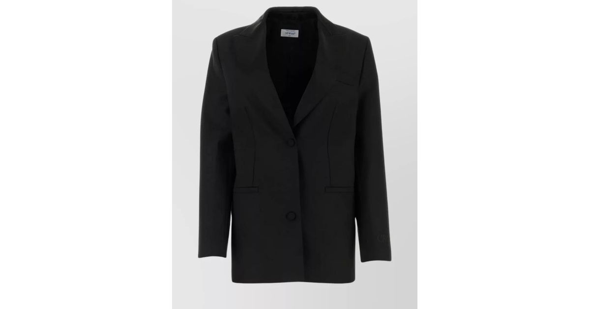 V Neck Shaped Blazer Offwhite
