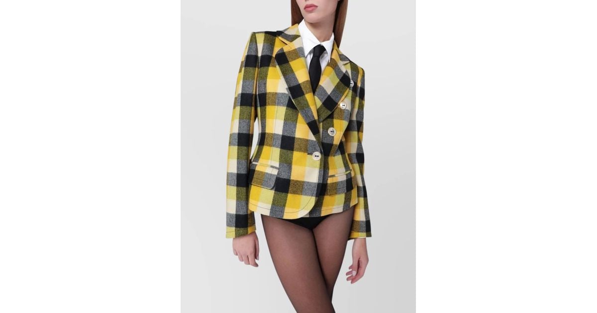 Vivienne Westwood Checked Pattern Coat Notched Lapels in Yellow Lyst UK