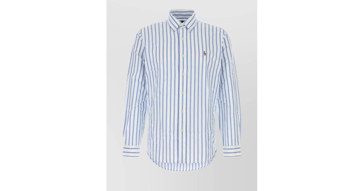 Polo Ralph Lauren Embroidered Stripes Oxford Shirt in Blue for Men ...