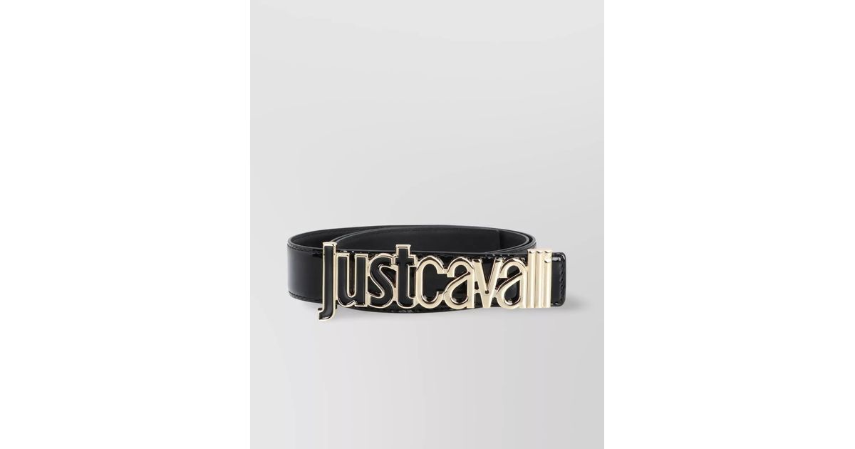 Just Cavalli designer black patent stud belt Roberto Cavalli Black Patent Leather Belt With Large Gold  main image 3