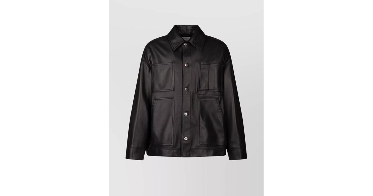 Bottega Veneta Black Leather Hooded Men Trenchcoat Jacket main image 0