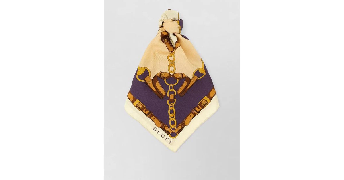 Gucci Morsetto Silk Square Chain Print Scarf in Metallic | Lyst