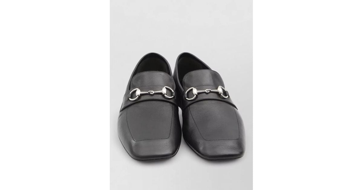 Gucci Leather Loafers Horsebit Detail Square Toe in Black for Men