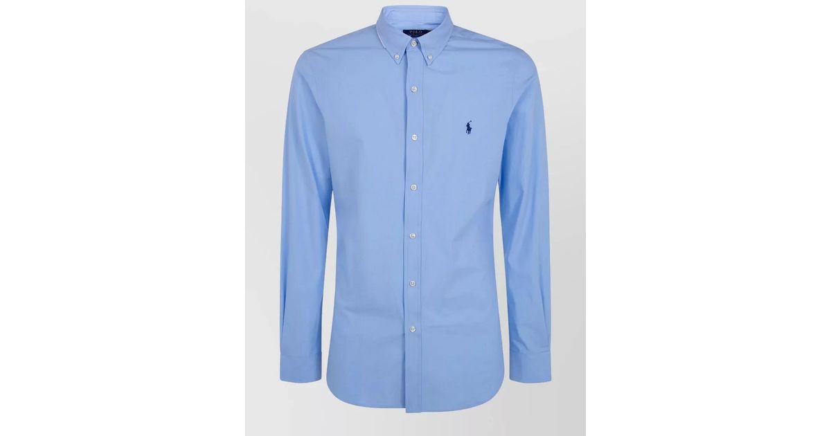 Polo Ralph Lauren Long Sleeve Sport Shirt Button Collar in Blue for Men ...