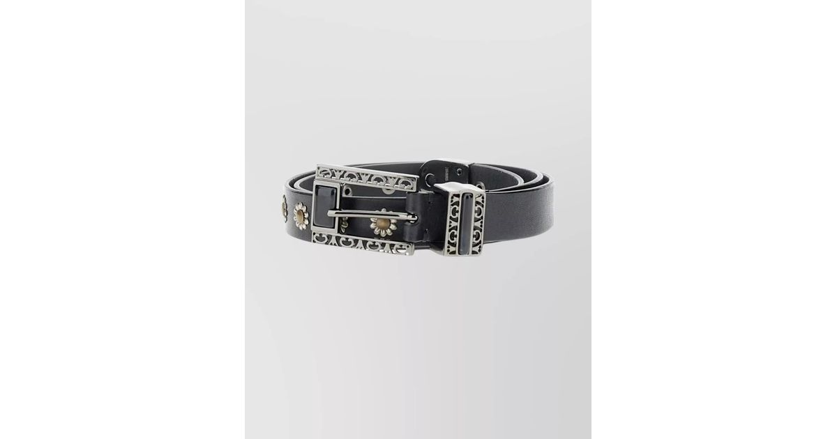  Intricately Engraved Black Belt With Silver Accents - NWT Golden Goose Black leather belt with silver buckle | REVERSIBLE main image 4
