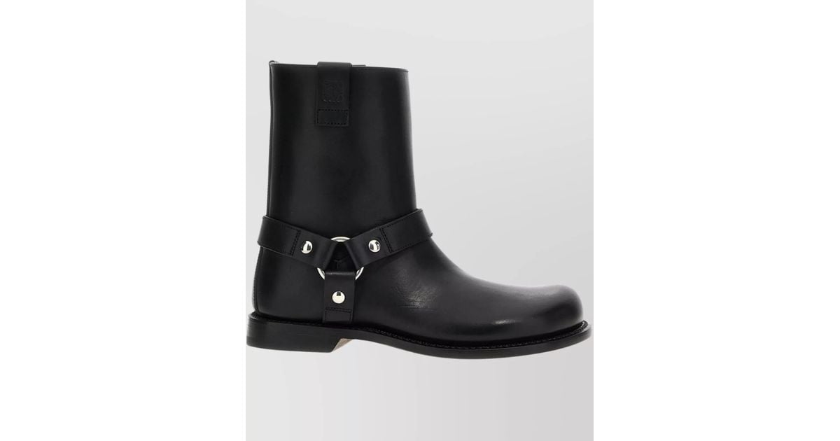 Loewe 'Biker Campo' Leather Ankle Boots in Black | Lyst UK
