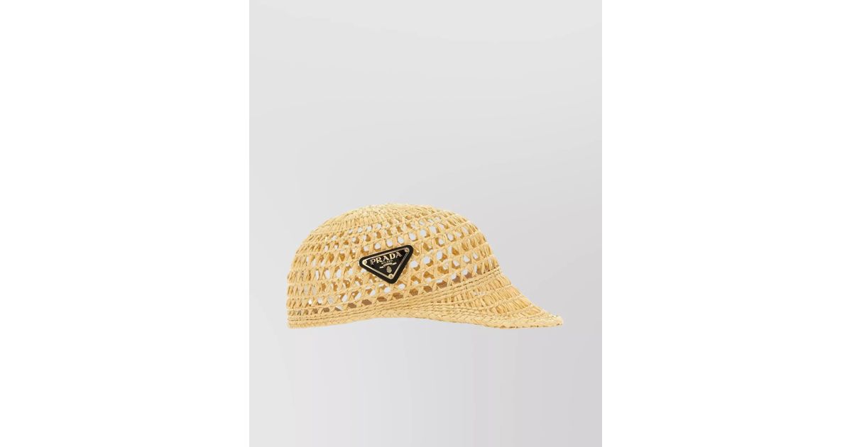 Prada Raffia Hat in Metallic | Lyst