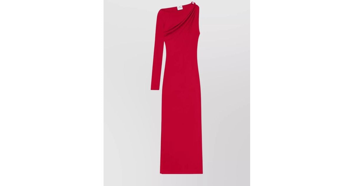 ワンピース COURREGES ONE-SHOULDER LONG DRESS IN JERSEY Courreges One Shoulder Crepe Jersey Long Dress in Red | Lyst