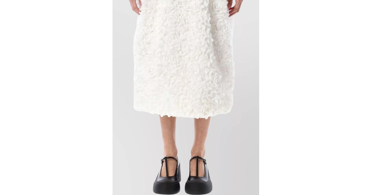 Comme des Garçons Organza Embroidered Flower Midi Dress in