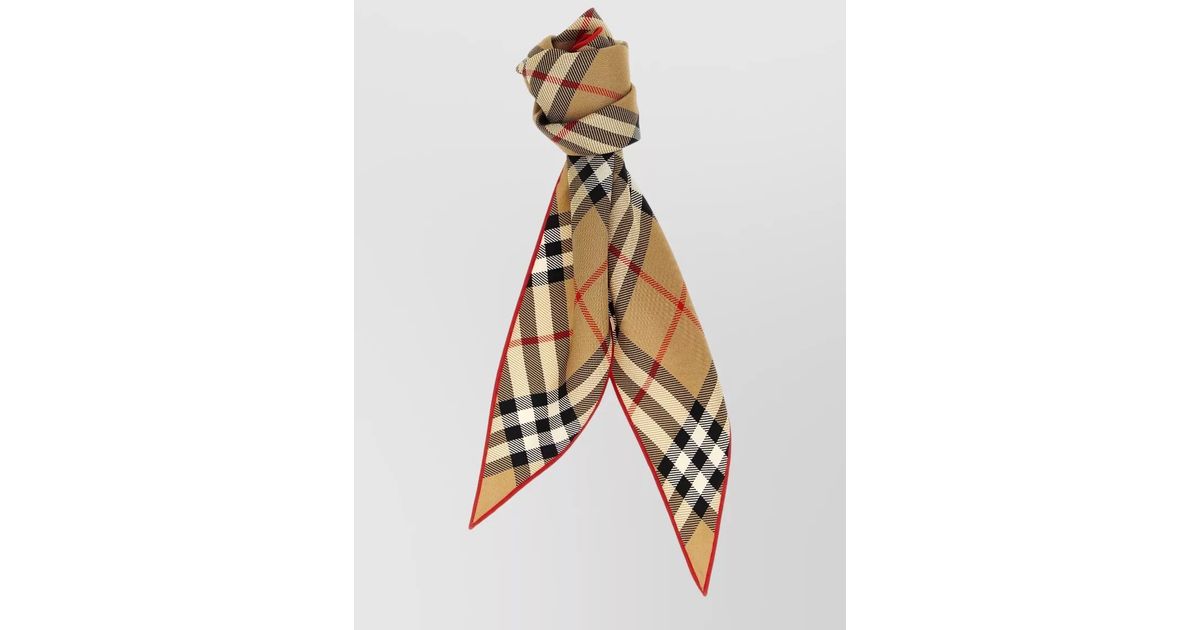 Burberry Silk Scarf Check Pattern Soft Trim in White | Lyst UK