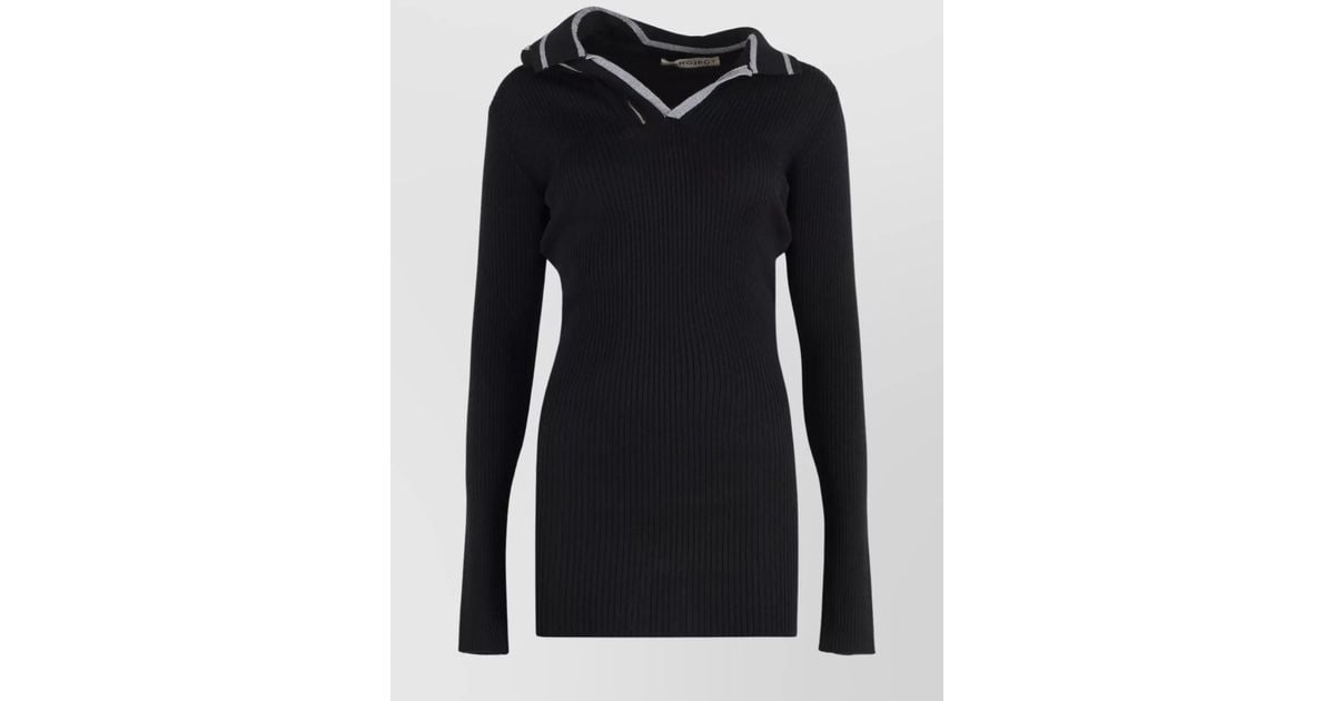 Y. Project Merino Wool V-Neck Knitted Dress in Black | Lyst