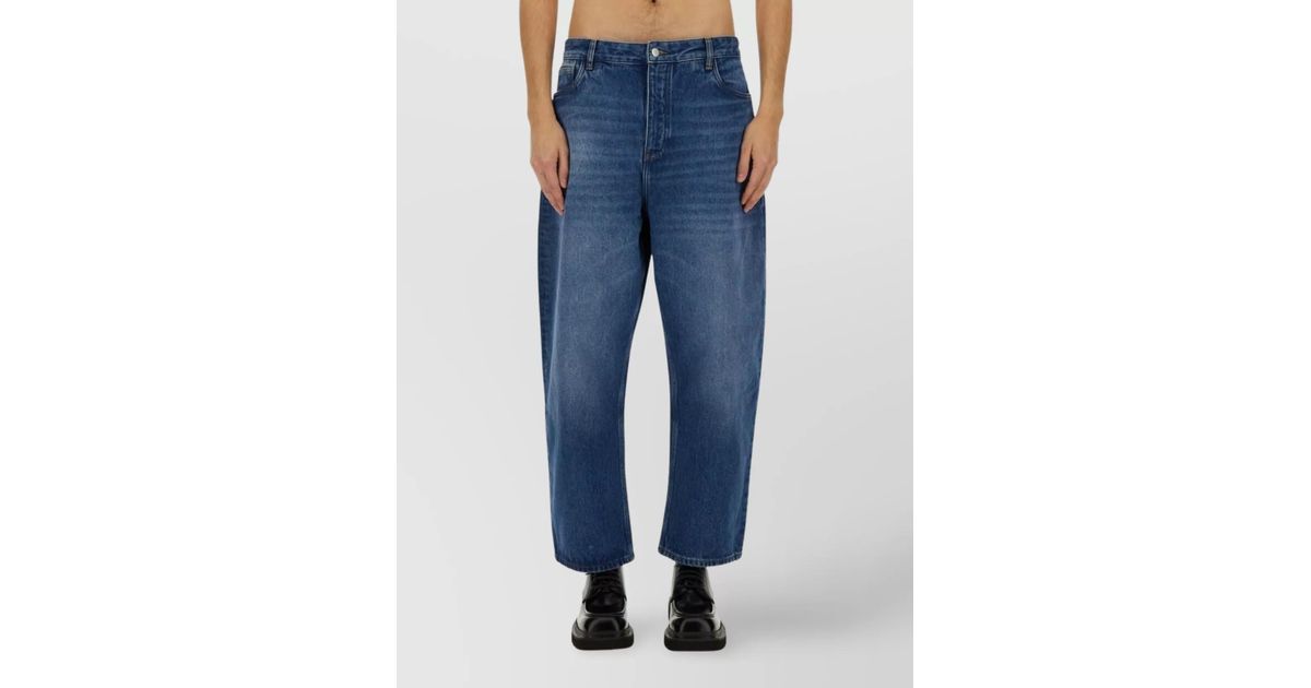 Men's Gradient Curved Jeans with Seam Detail