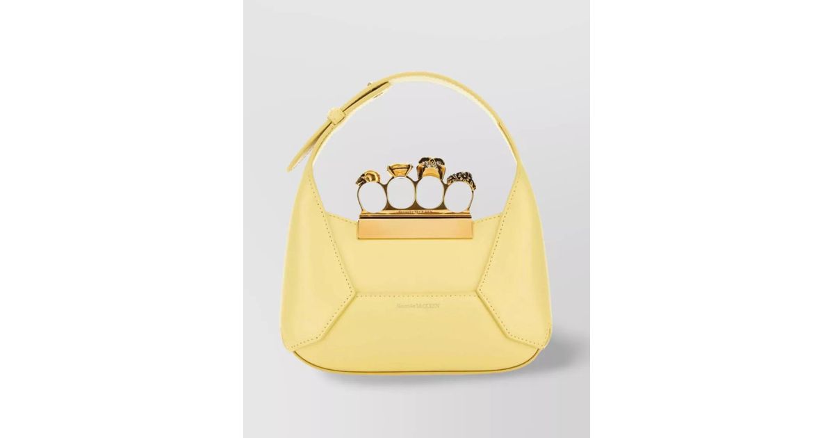 ALEXANDER MCQUEEN PASTEL YELLOW MINI JEWELLERED HOBO HANDBAG
