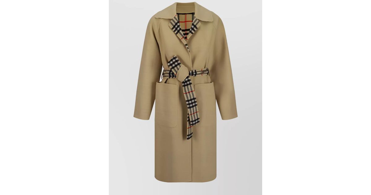 Burberry Reversible Wool Coat Check Pattern in Natural | Lyst