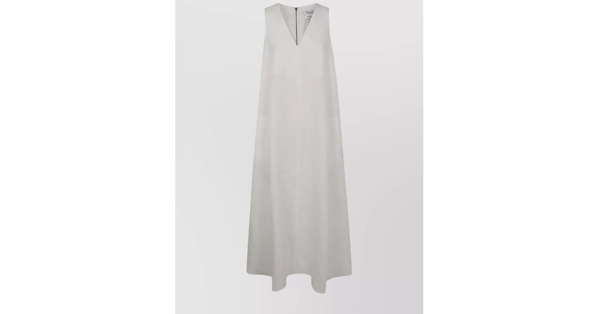 Max Mara Linen Sleeveless Midi Dress in White | Lyst Max Mara Linen Sleeveless Midi Dress in White | Lyst