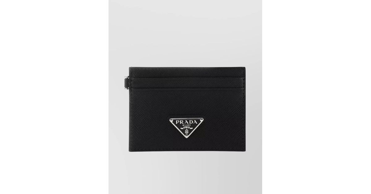 Prada Leather Neck Lanyard Card Holder in Black for Men Lyst
