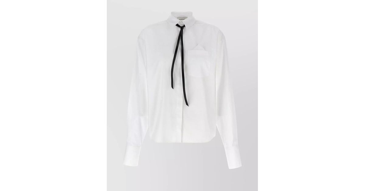 Sportmax Collared Shirt With Ribbon Tie And Pocket in White | Lyst UK