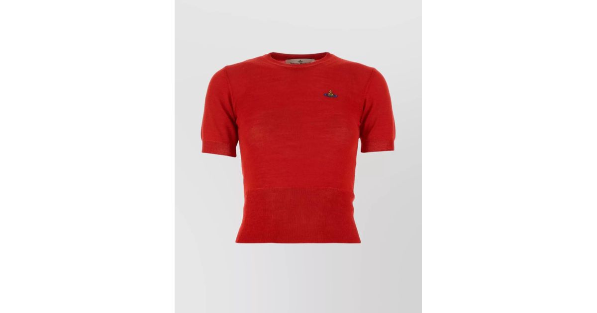 Vivienne Westwood Ribbed Hem Short Sleeves Top in Red | Lyst UK