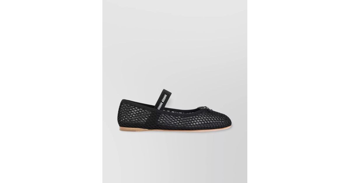 MIUMIU 26S BALLERINAS IN ALUMINUM GRAY MESH FABRIC
