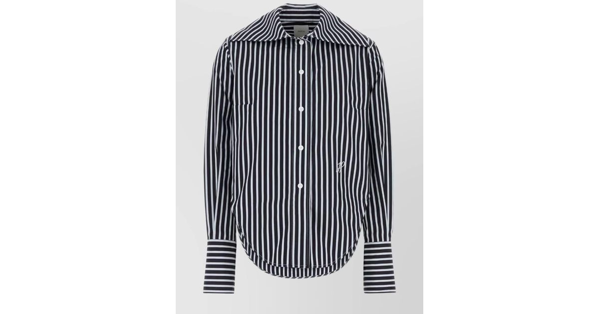 Tシャツ・カットソー PATOU Embroidered poplin Violin shirt (BL0410190 5066) Patou Embroidered stripes poplin violin shirt | The Fashion