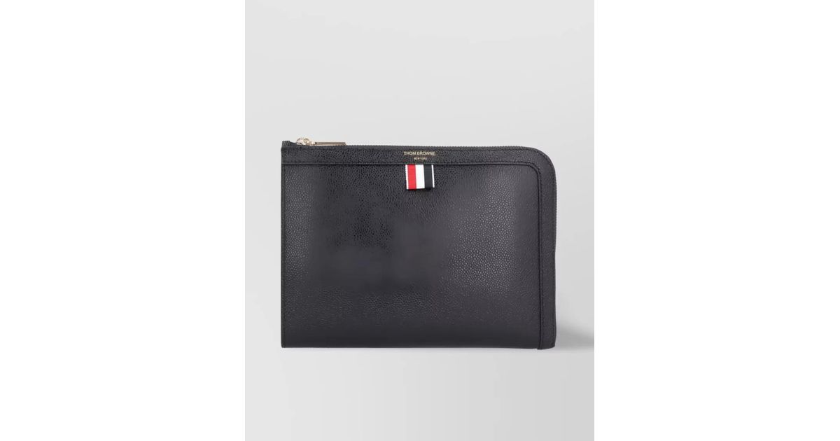 Thom Browne Zippered Clutch: Slimline Logo Tab in Black for Men | Lyst UK