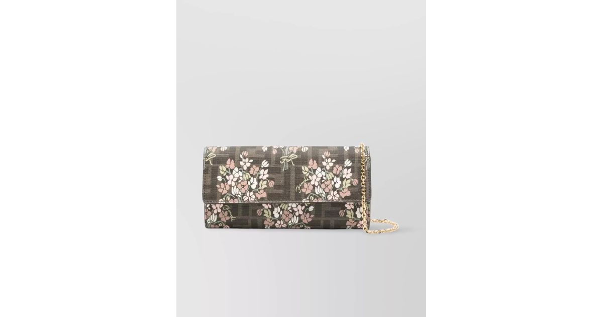 Fendi Flower Bouquet Ff Fabric Wallet Chain | Lyst