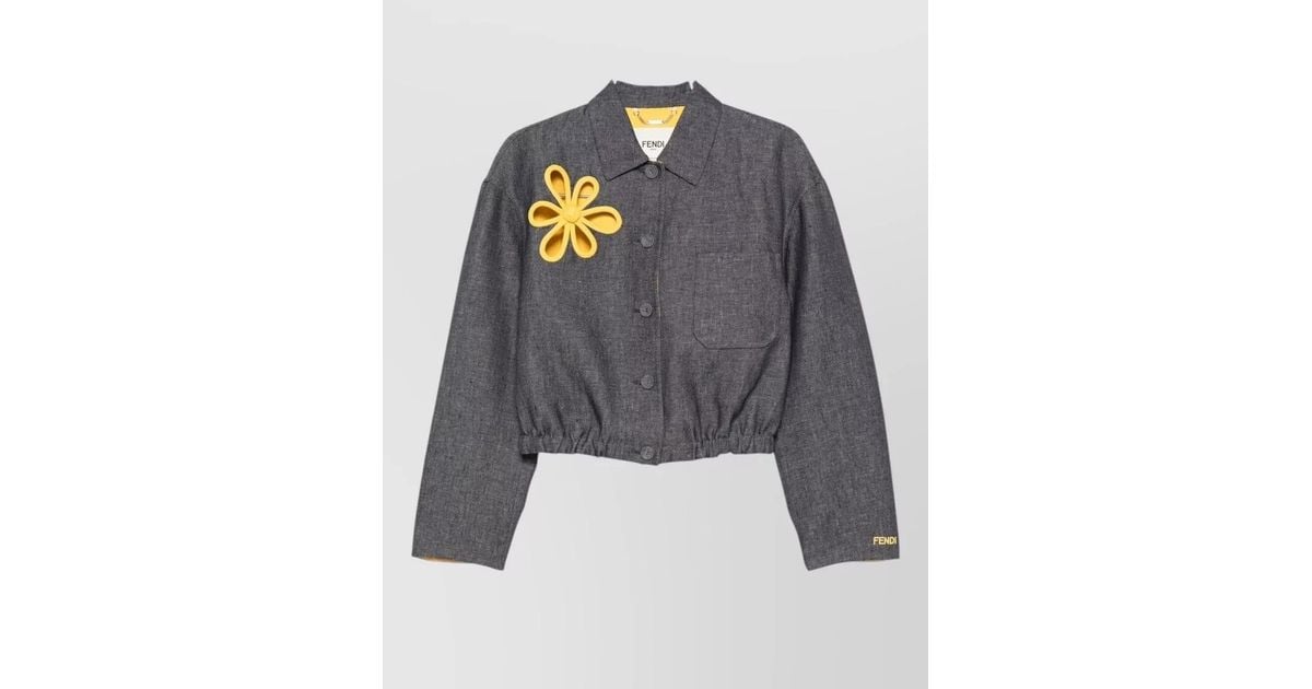 FENDI JEANS 花柄デニムジャケット ダメージ 44 伊製 Jacket - Blue