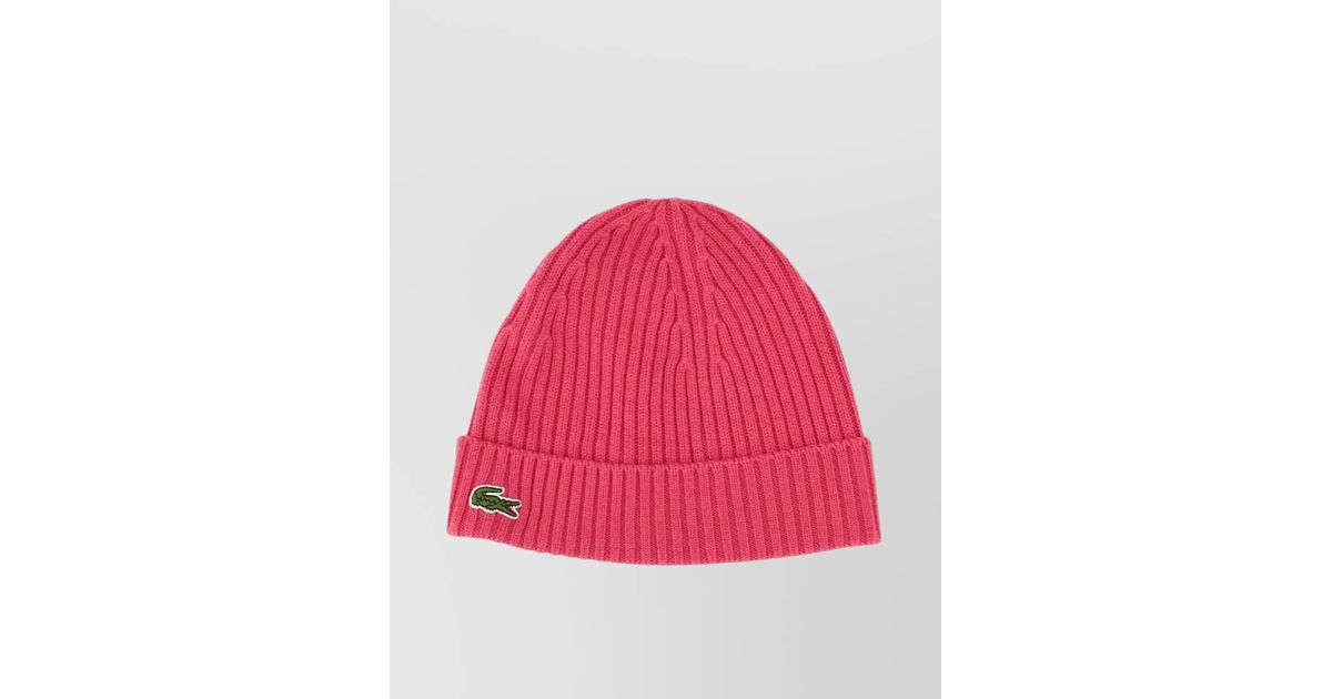 Lacoste Ribbed Turn-Up Brim Hat in Pink for Men | Lyst