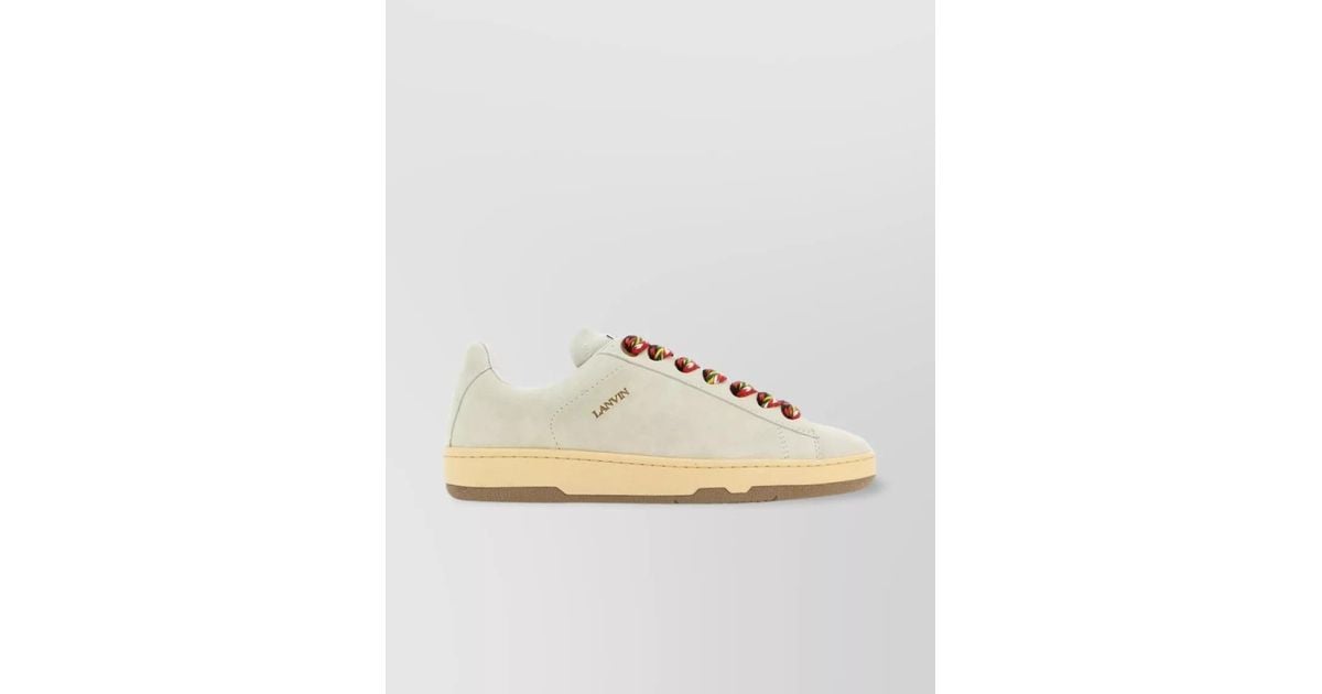 Padding Sneaker Lanvin Leather Low-Top Sneakers in Natural | Lyst