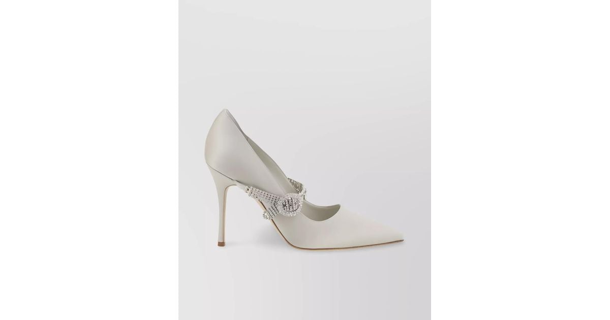 MANOLO BLAHNIK Satin Hangisi Jewel Buckle Ballerina pumps shoes pink 37 1/2