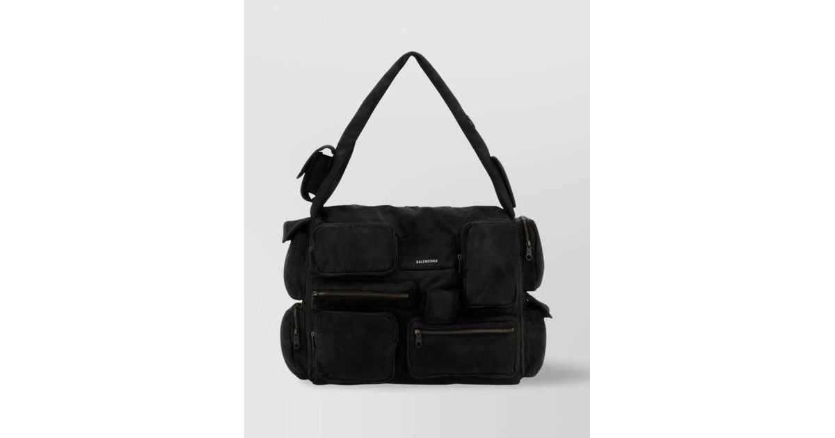 Balenciaga Large Canvas Superbusy Shoulder Bag in Black for