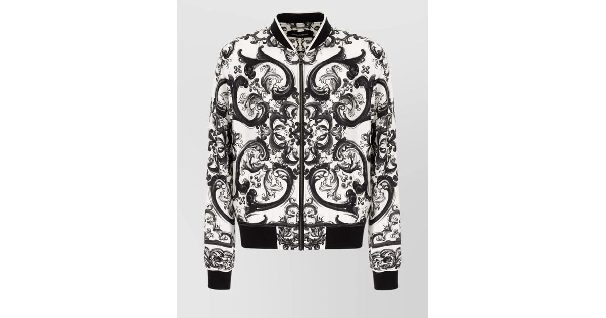 Dolce & Gabbana Silk All-Over Print Bomber Jacket in Black for Men