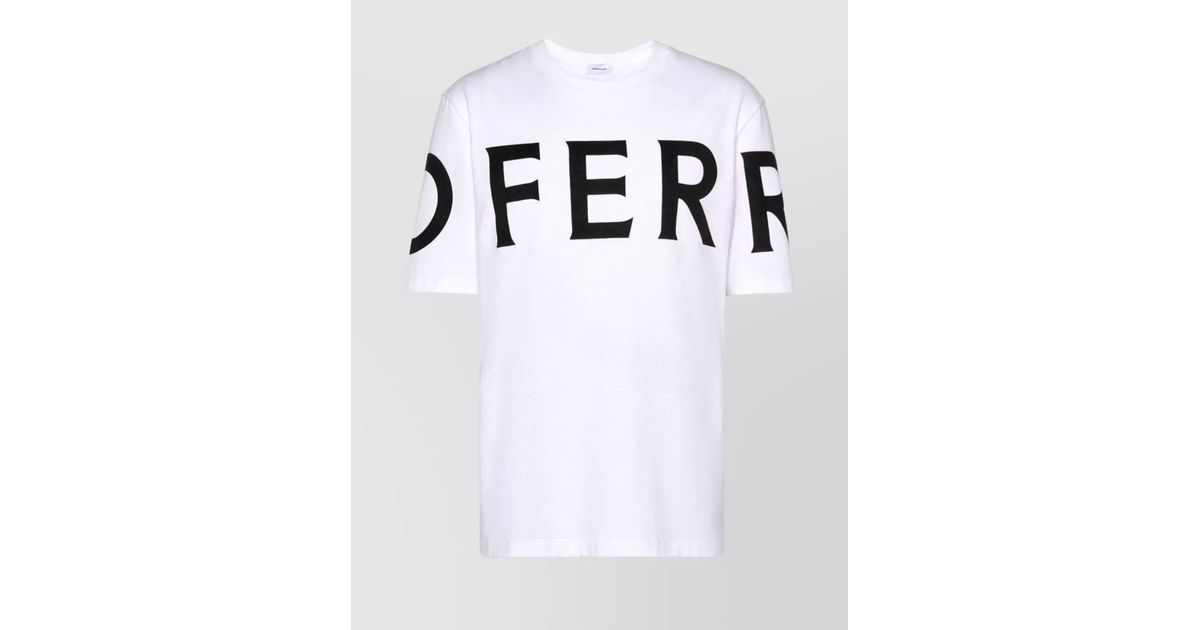 Ferragamo Logo Print Crew Neck T-Shirt in White for Men | Lyst