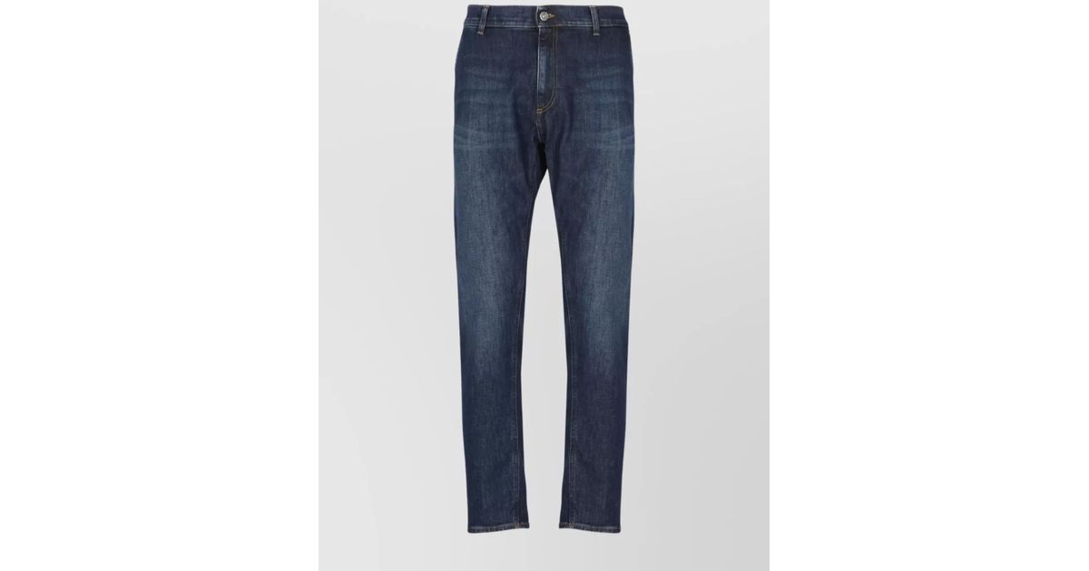Dondup Straight Fit Cotton Trousers With Five Pockets In Blue For Men dondup-straight-fit-cotton-trousers-with-five-pockets-in-blue-for-men