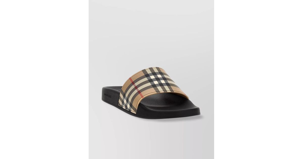 Burberry Black Patterned Slide Sandals Burberry Thelma Nova Check Pattern Slides - Neutrals Sandals  main image 4