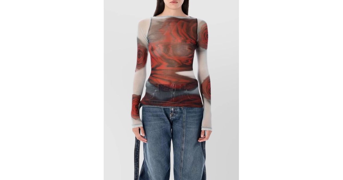 Jean Paul Gaultier Rose Mesh Floral Top in Blue Lyst UK