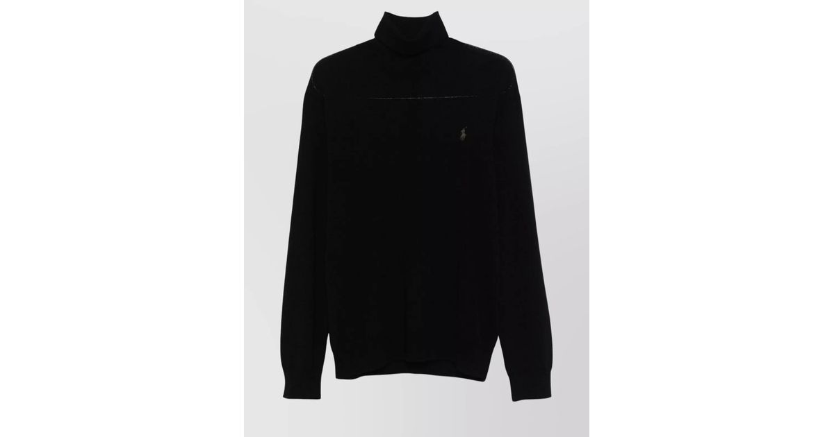 Ralph Lauren Knitted Crewneck Sweater Ribbed Trim in Black for Men ...