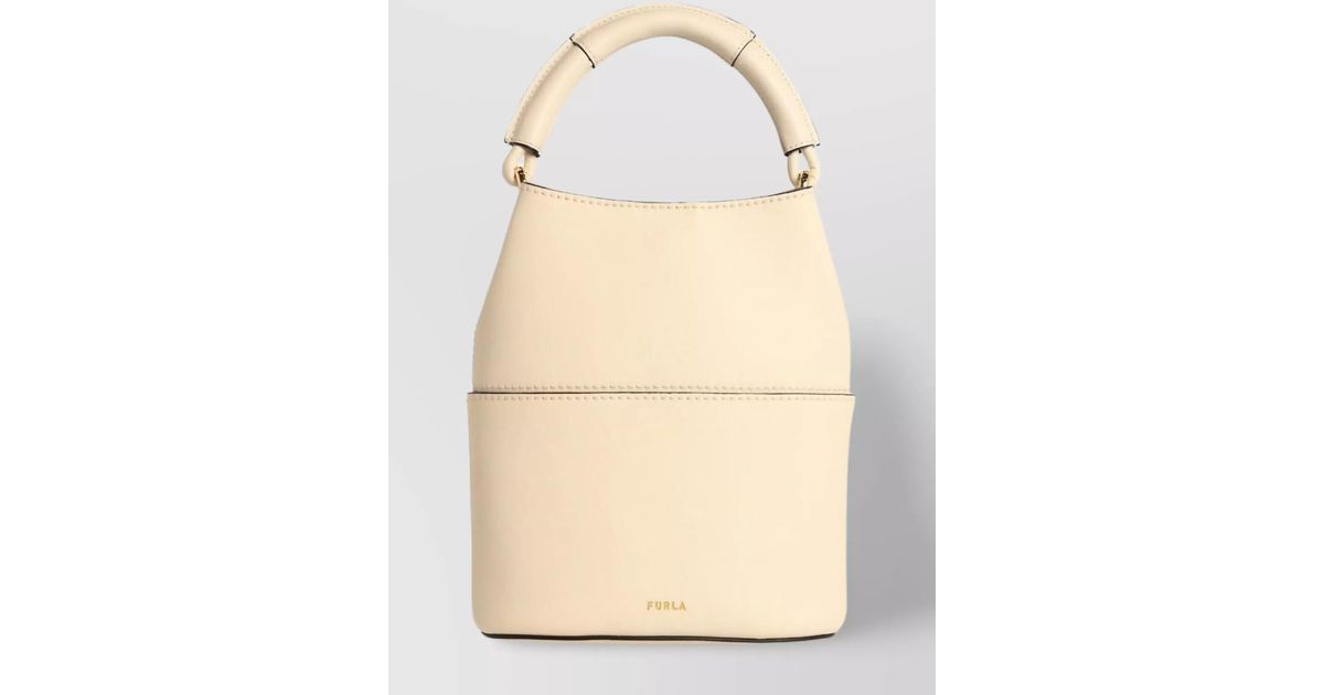 Furla Mini Bucket Bag 'Sfera' Structured Shape in Natural | Lyst