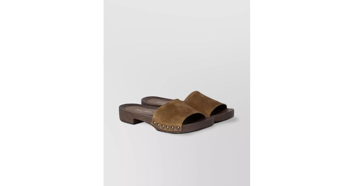 ローファー・オックスフォード MIU MIU Brown Suede Clogs miumiu】スエード ローファー モカシン (MiuMiu/ローファー