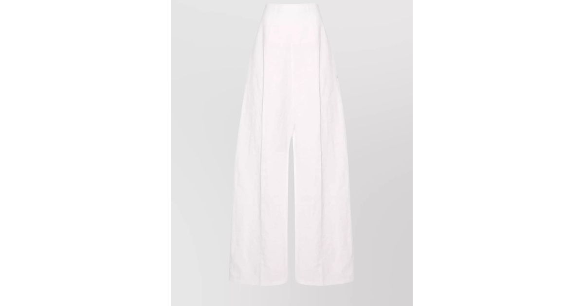 パンツ SPORTMAX LINEN AND COTTON BLEND TROUSERS Sportmax Linen And Cotton Blend Trousers in White | Lyst